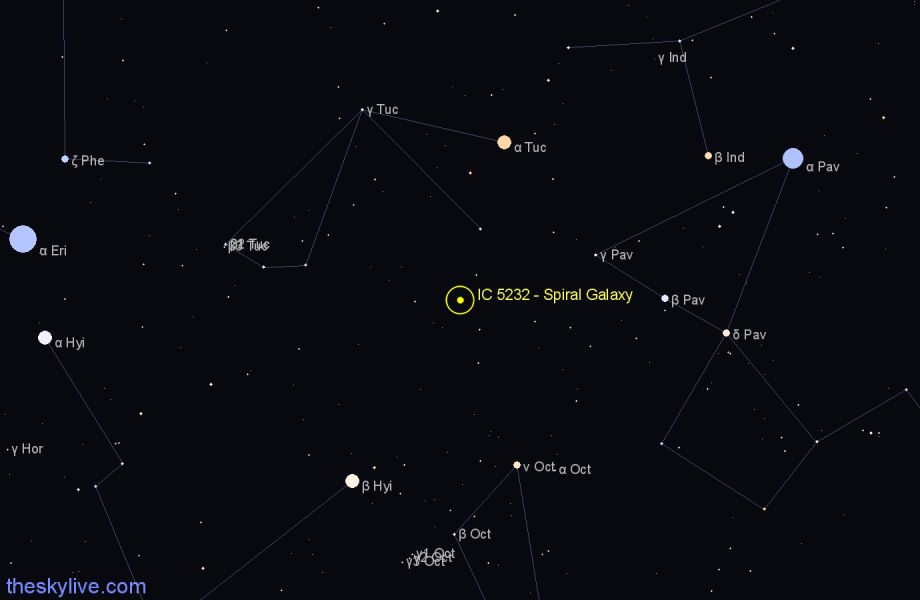 Finder chart IC 5232 - Spiral Galaxy in Indus star
