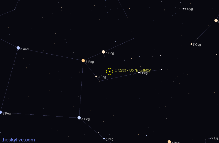 Finder chart IC 5233 - Spiral Galaxy in Pegasus star