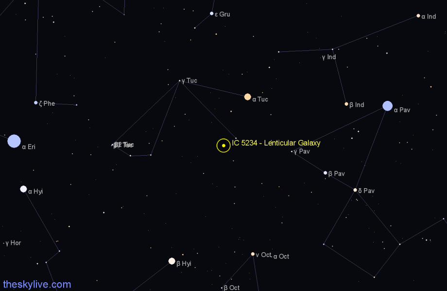 Finder chart IC 5234 - Lenticular Galaxy in Tucana star