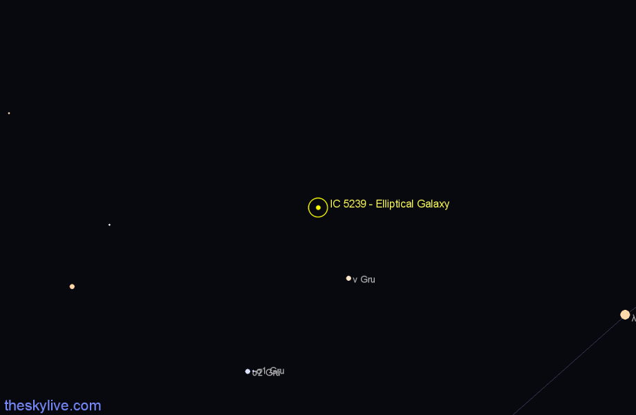Finder chart IC 5239 - Elliptical Galaxy in Grus star