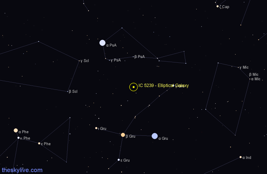 Finder chart IC 5239 - Elliptical Galaxy in Grus star