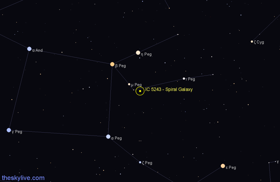 Finder chart IC 5243 - Spiral Galaxy in Pegasus star