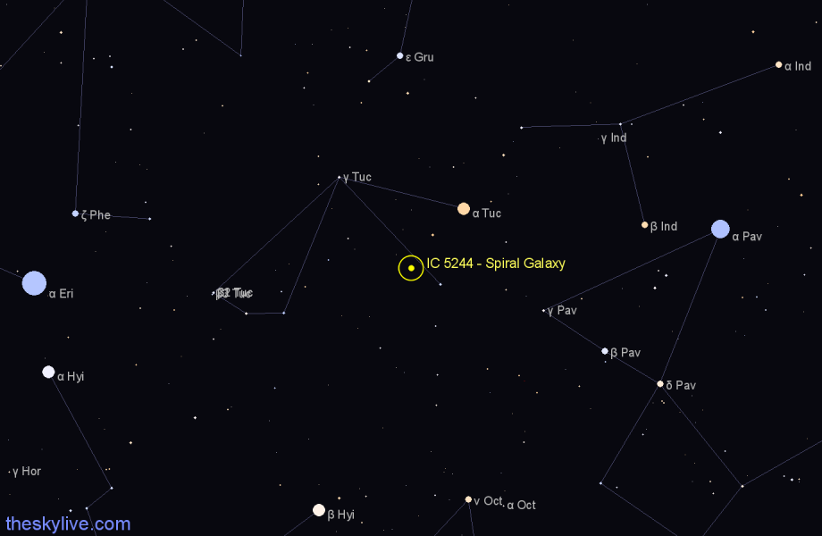 Finder chart IC 5244 - Spiral Galaxy in Tucana star