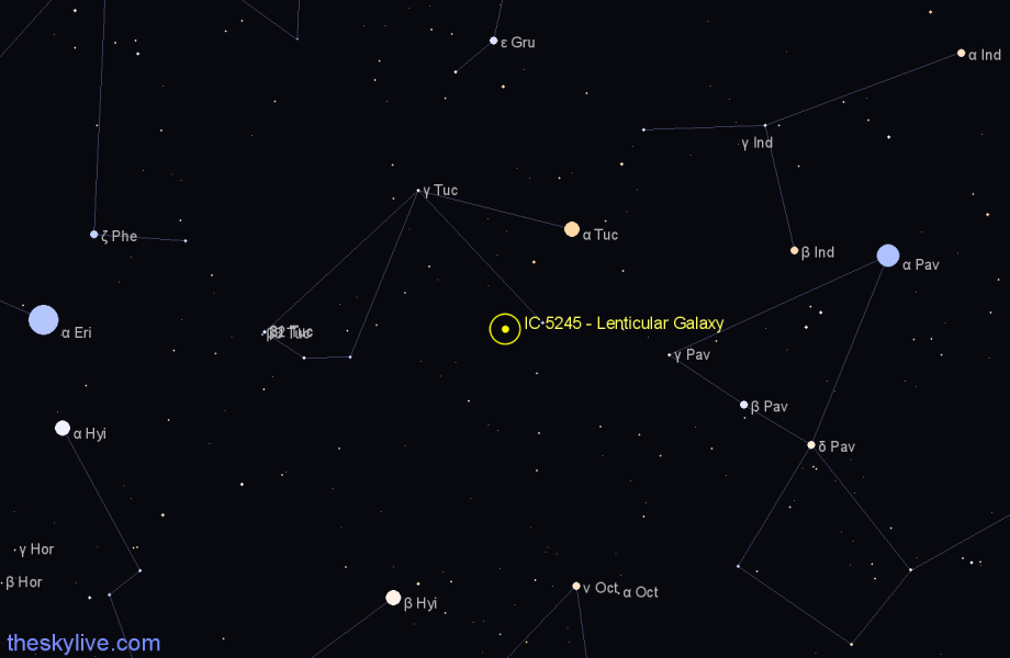 Finder chart IC 5245 - Lenticular Galaxy in Tucana star
