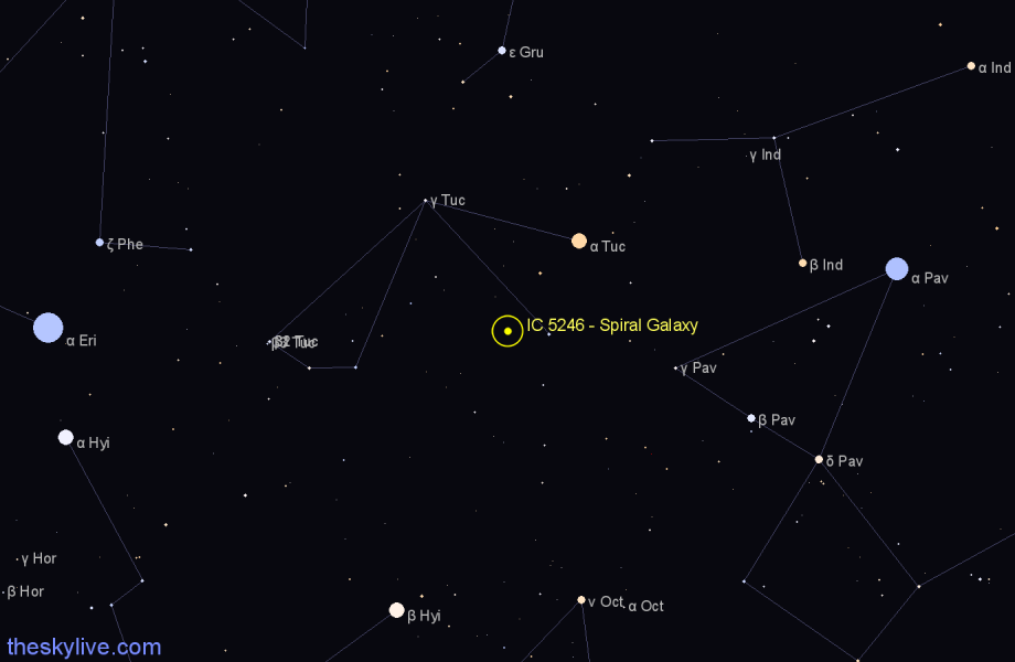Finder chart IC 5246 - Spiral Galaxy in Tucana star