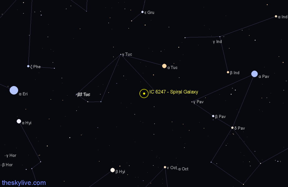 Finder chart IC 5247 - Spiral Galaxy in Tucana star