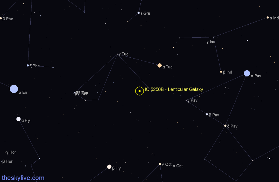 Finder chart IC 5250B - Lenticular Galaxy in Tucana star