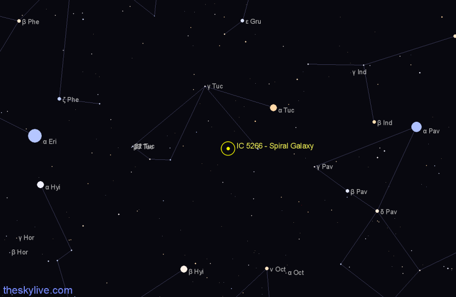 Finder chart IC 5266 - Spiral Galaxy in Tucana star