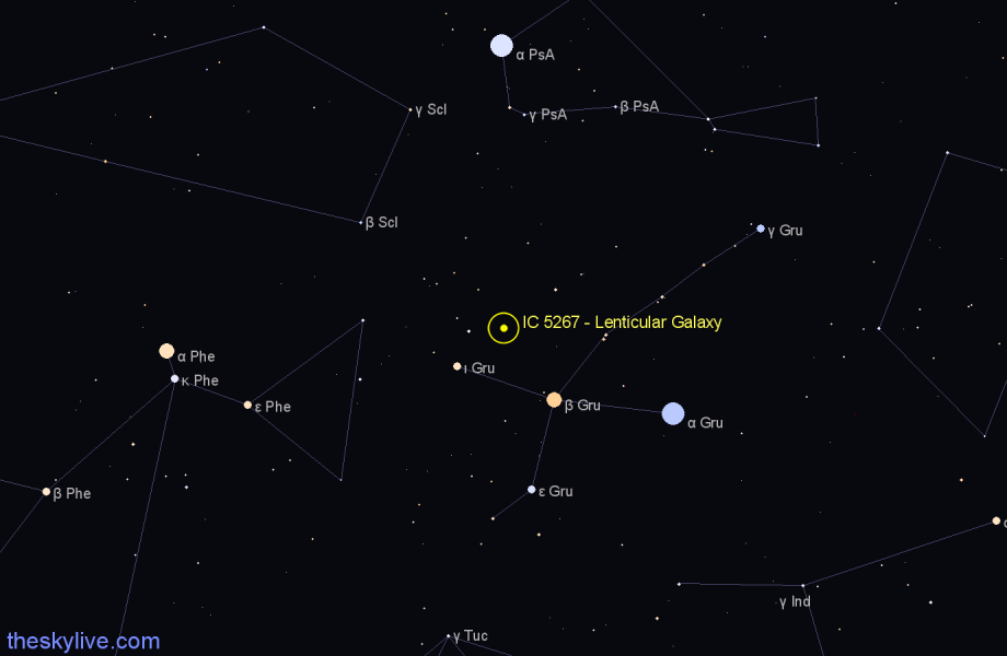 Finder chart IC 5267 - Lenticular Galaxy in Grus star