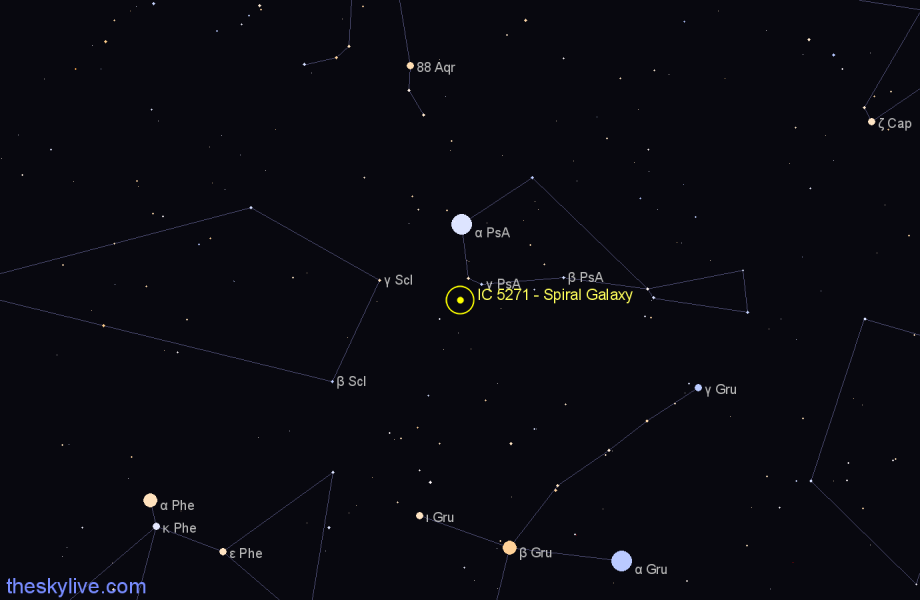 Finder chart IC 5271 - Spiral Galaxy in Piscis Austrinus star