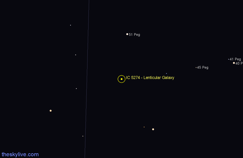 Finder chart IC 5274 - Lenticular Galaxy in Pegasus star