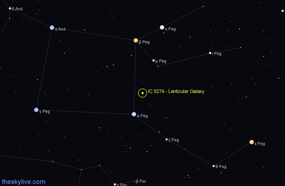 Finder chart IC 5274 - Lenticular Galaxy in Pegasus star