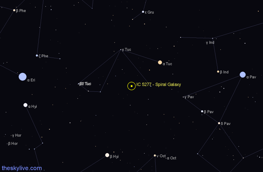 Finder chart IC 5277 - Spiral Galaxy in Tucana star