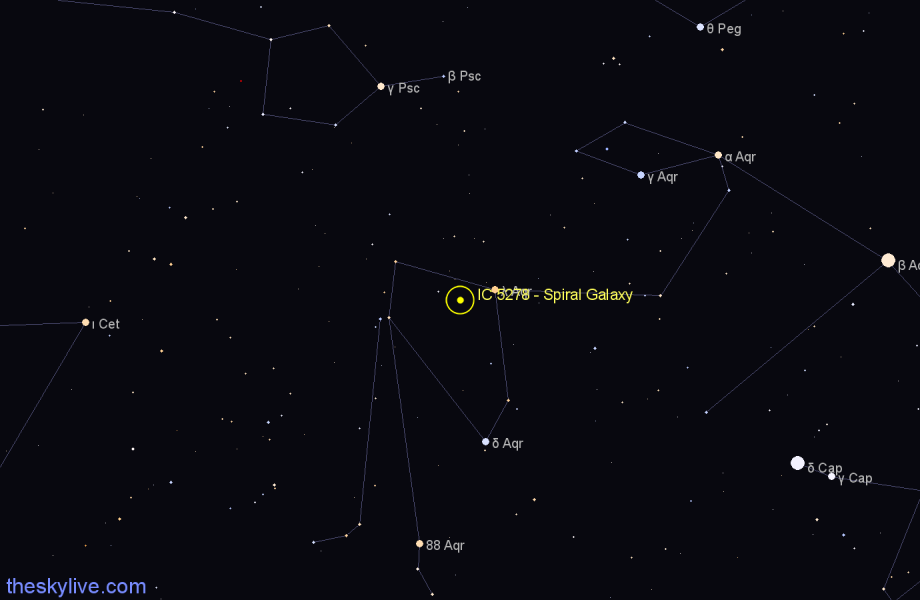 Finder chart IC 5278 - Spiral Galaxy in Aquarius star