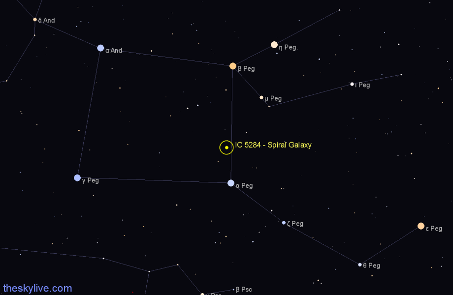 Finder chart IC 5284 - Spiral Galaxy in Pegasus star