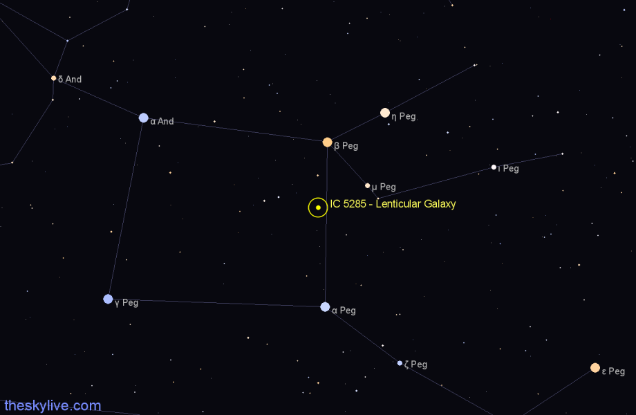 Finder chart IC 5285 - Lenticular Galaxy in Pegasus star