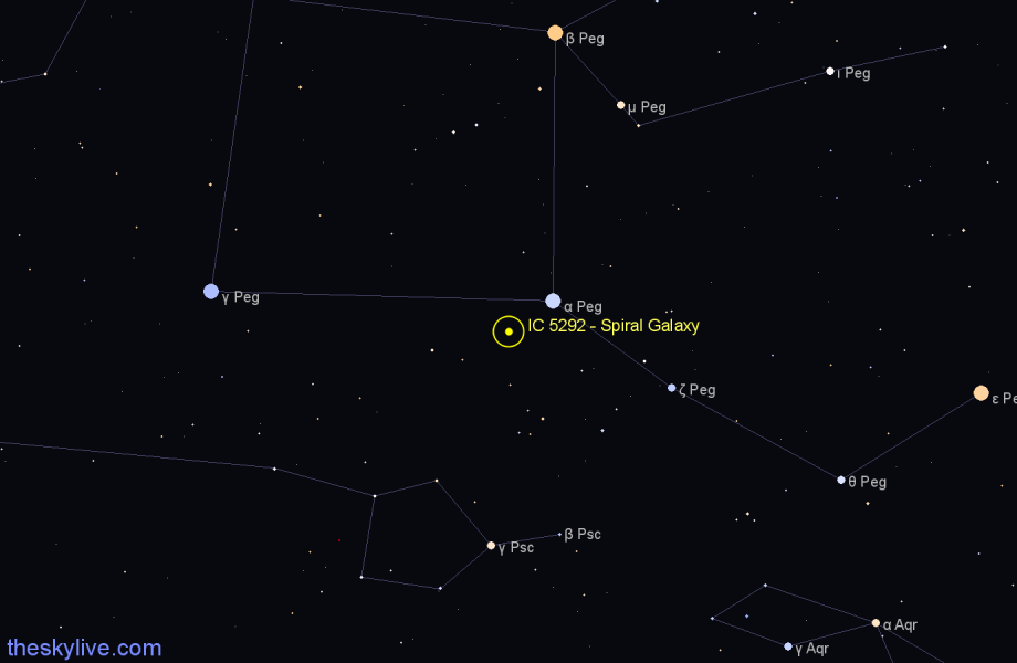 Finder chart IC 5292 - Spiral Galaxy in Pegasus star