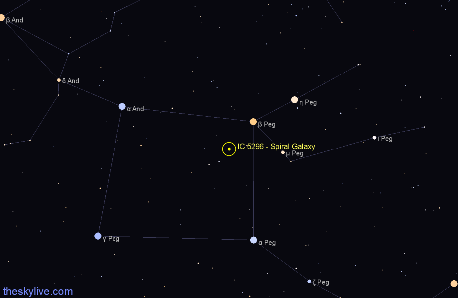 Finder chart IC 5296 - Spiral Galaxy in Pegasus star