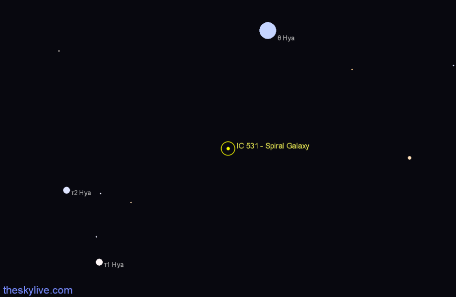 Finder chart IC 531 - Spiral Galaxy in Hydra star