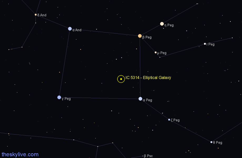 Finder chart IC 5314 - Elliptical Galaxy in Pegasus star
