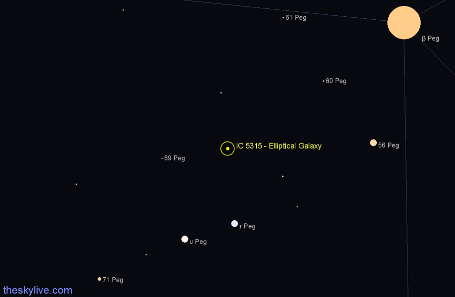 Finder chart IC 5315 - Elliptical Galaxy in Pegasus star