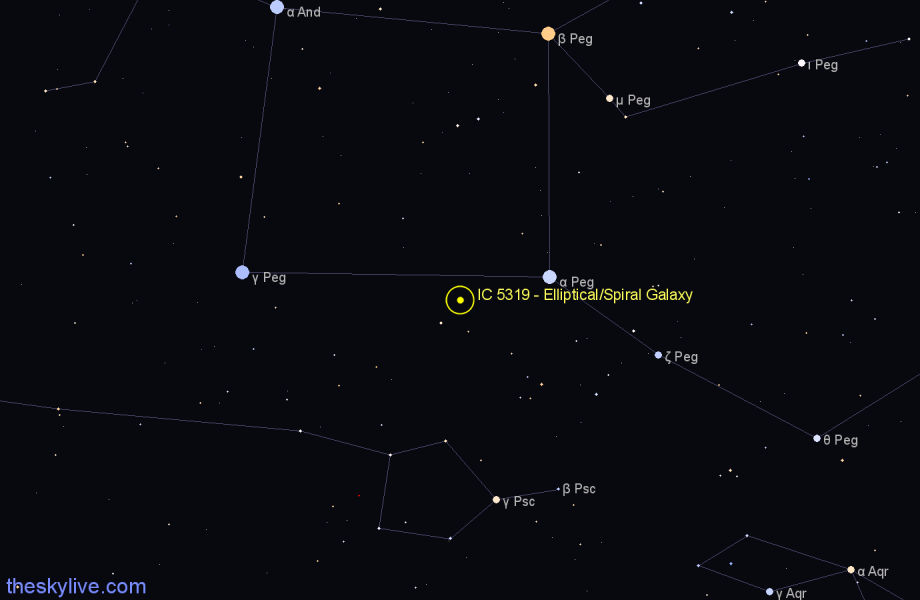 Finder chart IC 5319 - Elliptical/Spiral Galaxy in Pegasus star