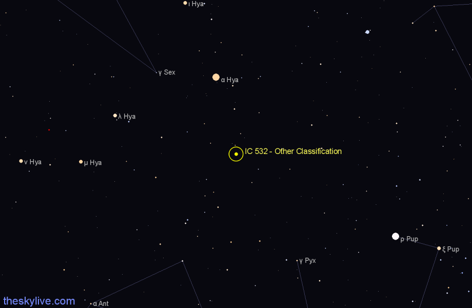 Finder chart IC 532 - Other Classification in Hydra star