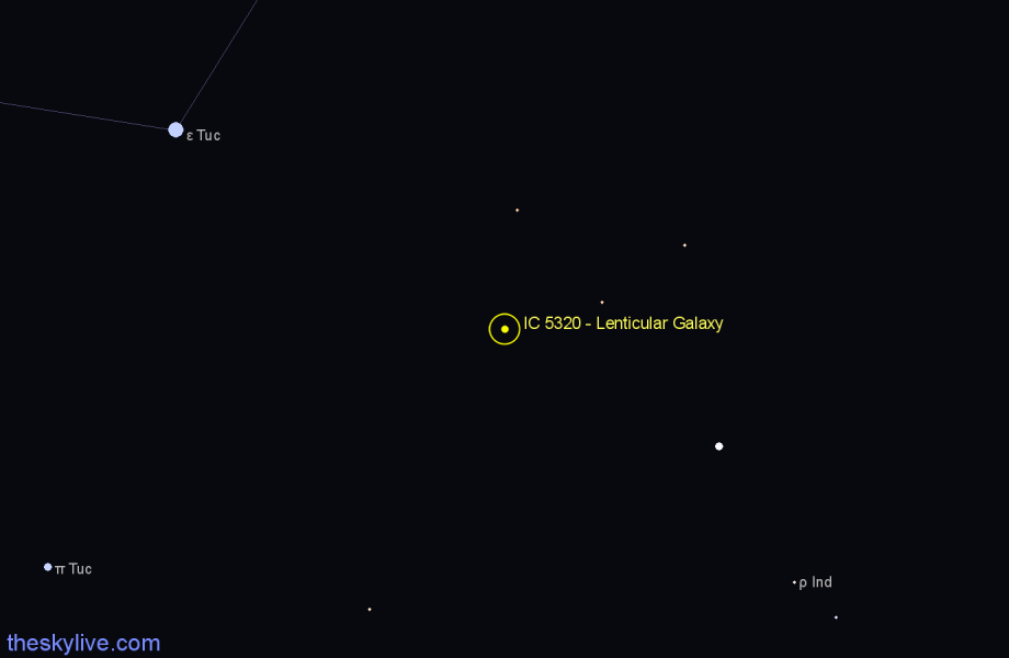 Finder chart IC 5320 - Lenticular Galaxy in Tucana star