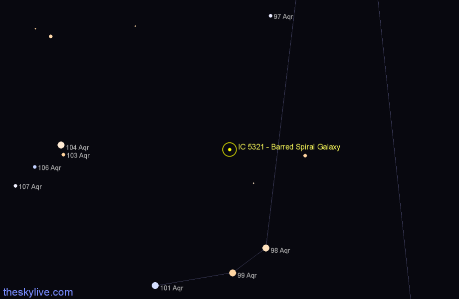 Finder chart IC 5321 - Barred Spiral Galaxy in Aquarius star