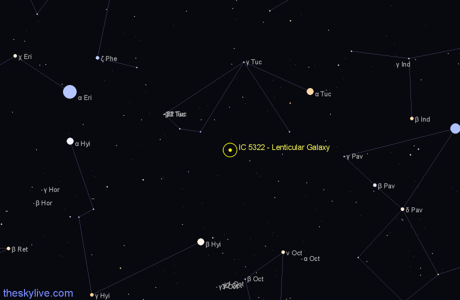 Finder chart IC 5322 - Lenticular Galaxy in Tucana star