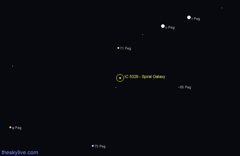 Finder chart IC 5329 - Spiral Galaxy in Pegasus star