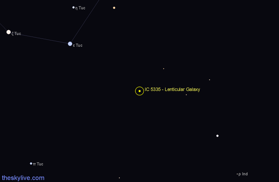 Finder chart IC 5335 - Lenticular Galaxy in Tucana star