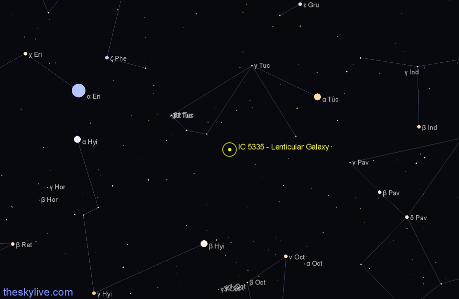 Finder chart IC 5335 - Lenticular Galaxy in Tucana star