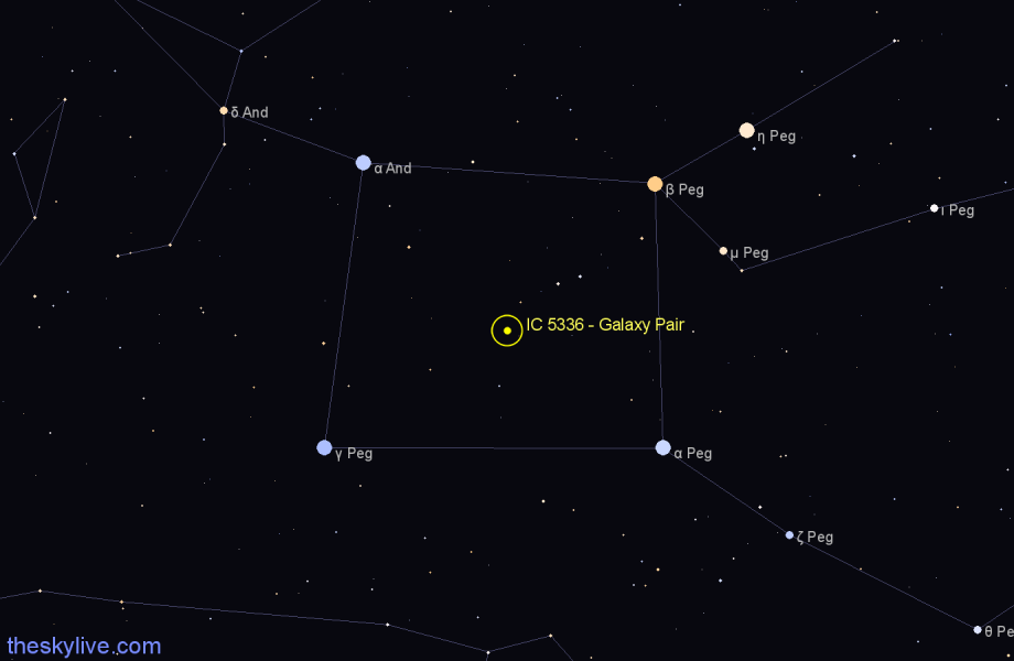 Finder chart IC 5336 - Galaxy Pair in Pegasus star