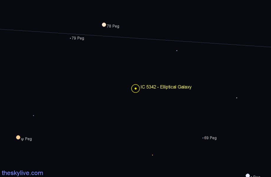 Finder chart IC 5342 - Elliptical Galaxy in Pegasus star