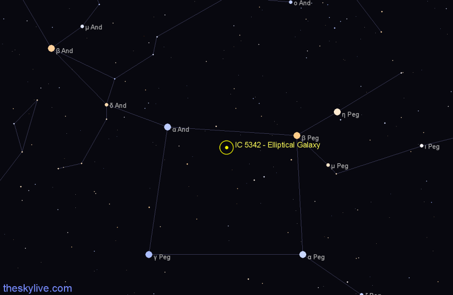 Finder chart IC 5342 - Elliptical Galaxy in Pegasus star