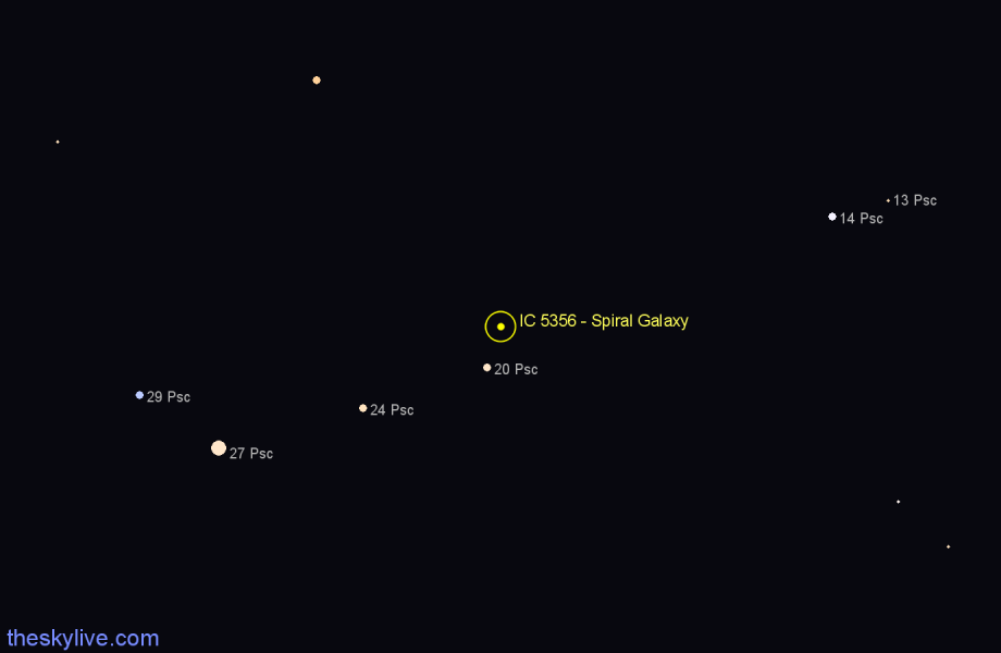 Finder chart IC 5356 - Spiral Galaxy in Pisces star