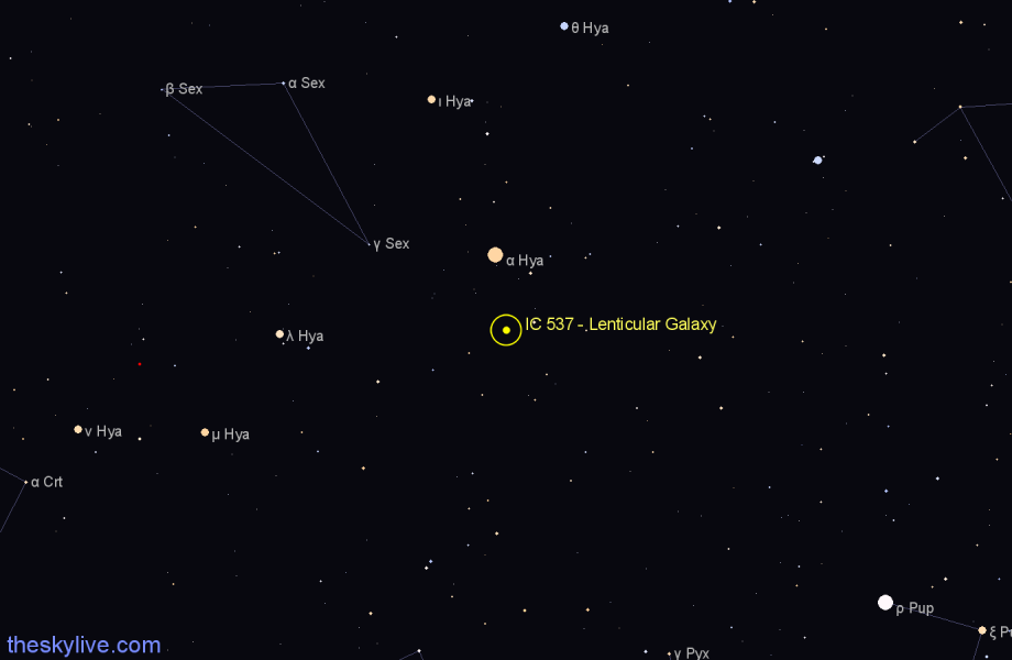 Finder chart IC 537 - Lenticular Galaxy in Hydra star