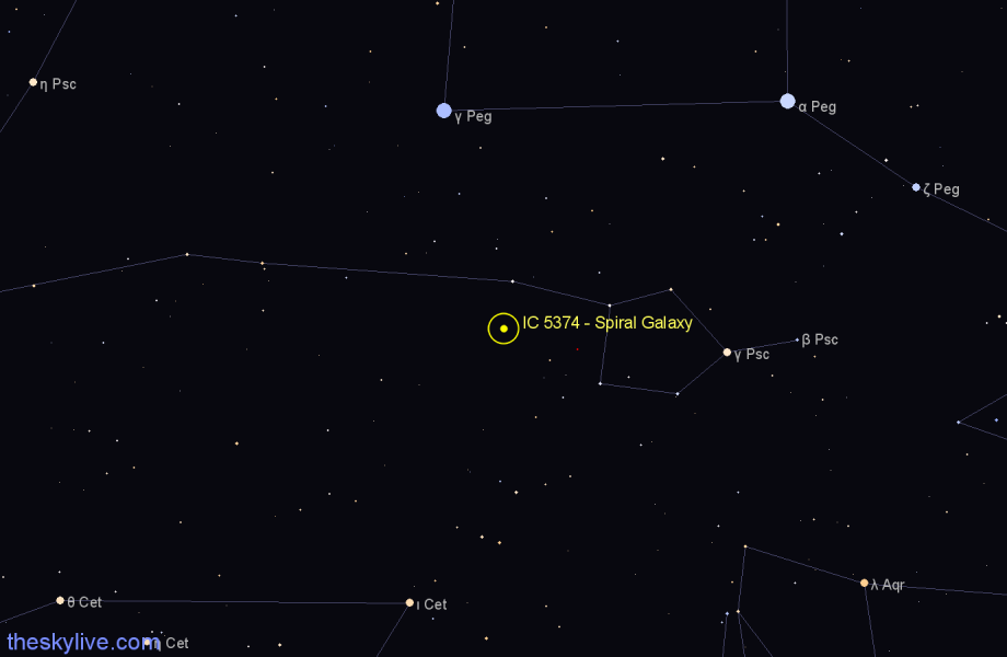 Finder chart IC 5374 - Spiral Galaxy in Pisces star