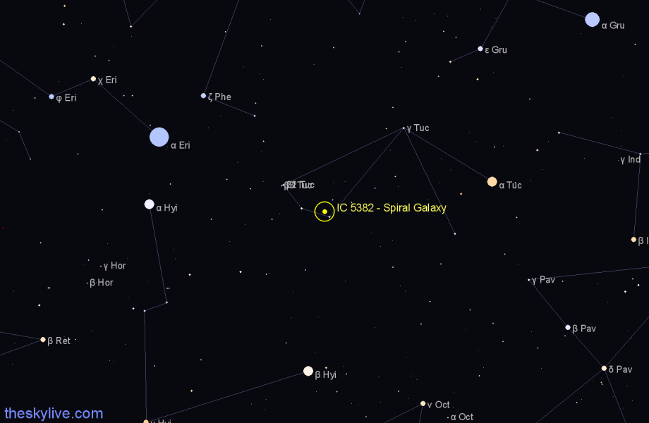 Finder chart IC 5382 - Spiral Galaxy in Tucana star