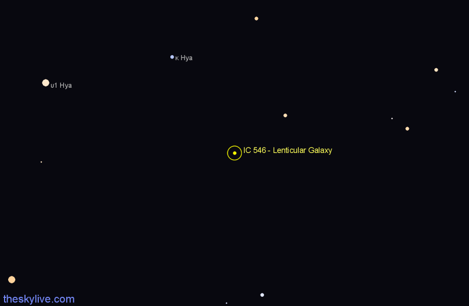Finder chart IC 546 - Lenticular Galaxy in Hydra star