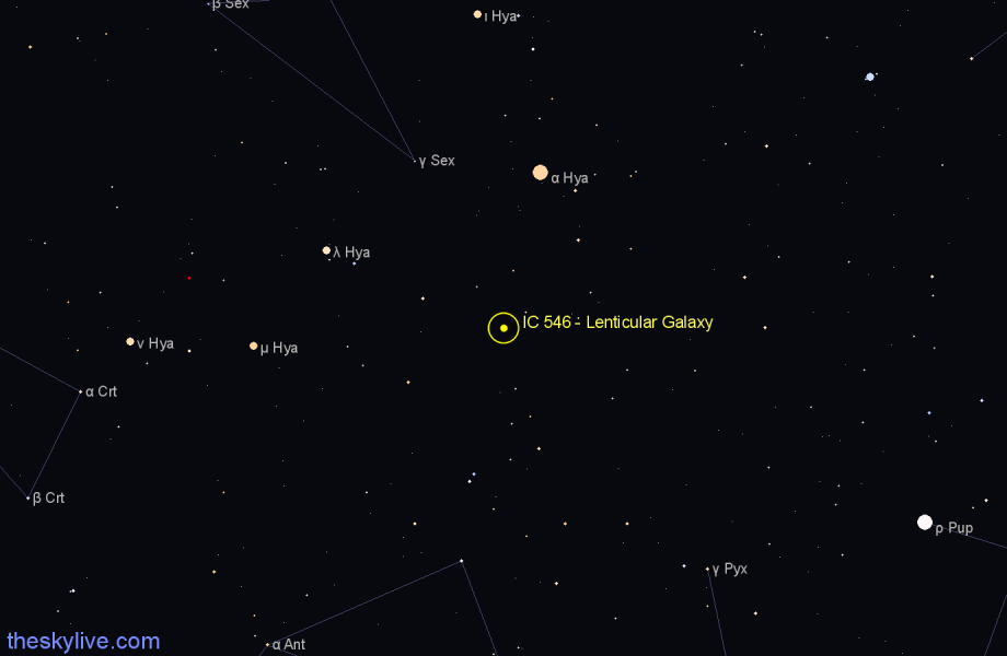 Finder chart IC 546 - Lenticular Galaxy in Hydra star