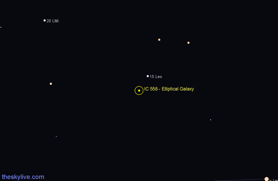 Finder chart IC 558 - Elliptical Galaxy in Leo star