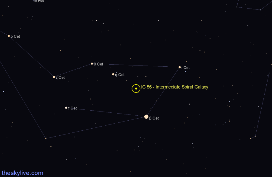 Finder chart IC 56 - Intermediate Spiral Galaxy in Cetus star