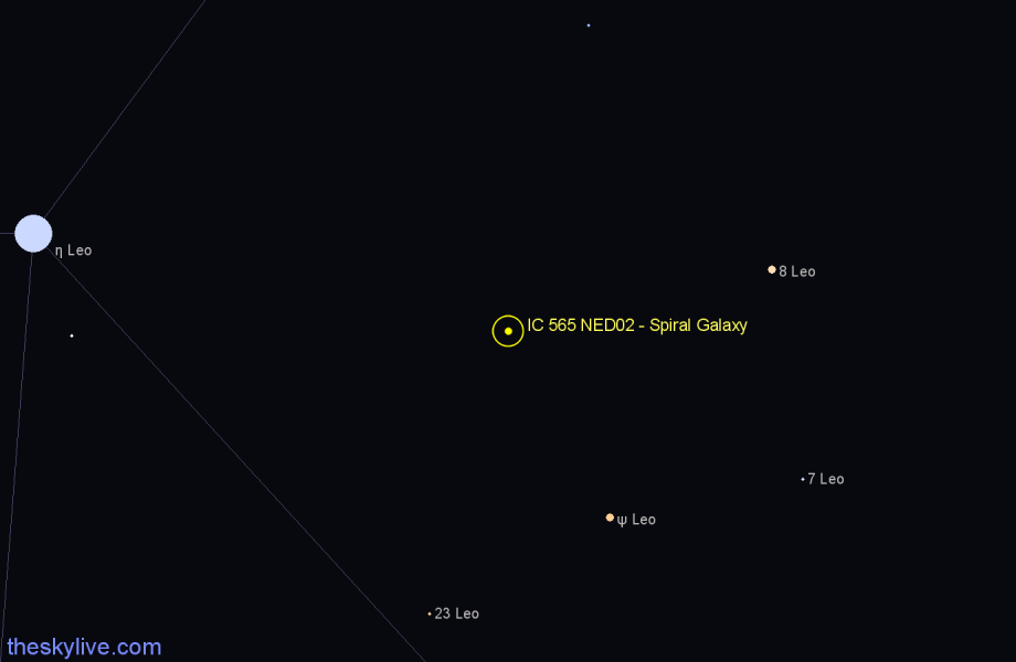 Finder chart IC 565 NED02 - Spiral Galaxy in Leo star