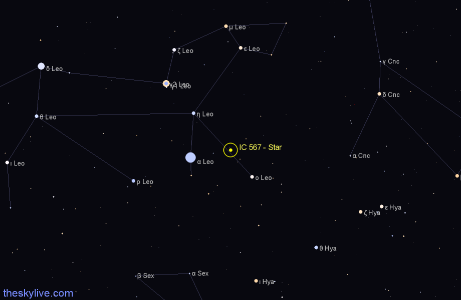 Finder chart IC 567 - Star in Leo star
