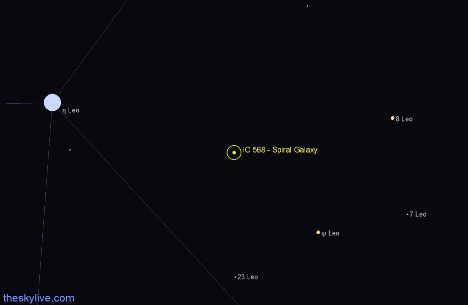Finder chart IC 568 - Spiral Galaxy in Leo star