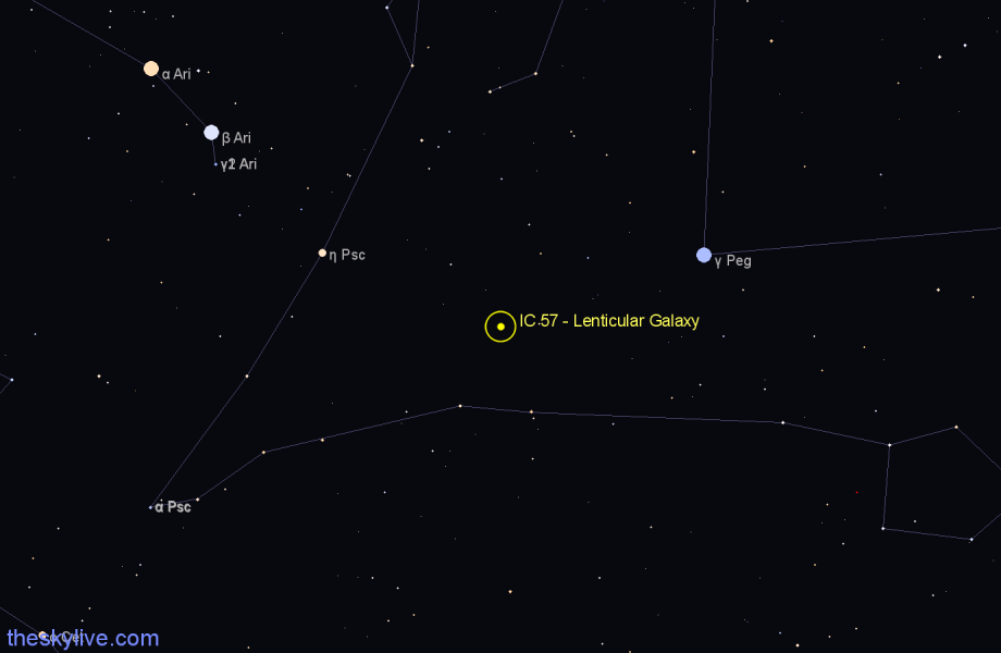 Finder chart IC 57 - Lenticular Galaxy in Pisces star