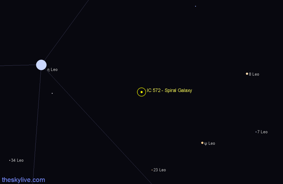 Finder chart IC 572 - Spiral Galaxy in Leo star