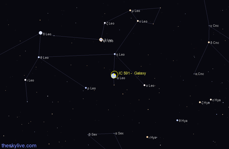 Finder chart IC 591 - Galaxy in Leo star